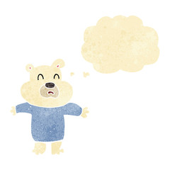 cartoon unhappy polar bear  with thought bubble