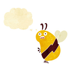 funny cartoon bee with thought bubble