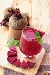 Fresh juicy beetroot and juice.