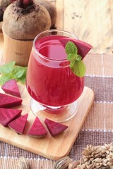 Fresh juicy beetroot and juice.