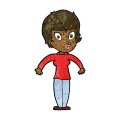 cartoon woman shrugging shoulders