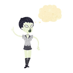 cartoon halloween girl with thought bubble