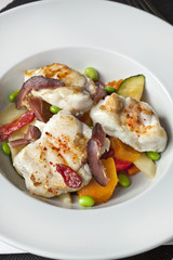 Fish dish and vegetable