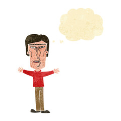 cartoon angry man with thought bubble