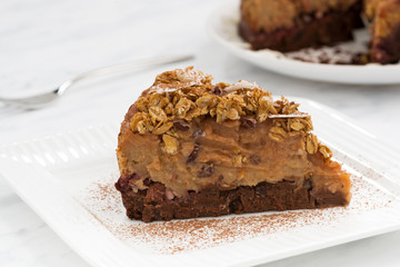 piece of apple and caramel cake
