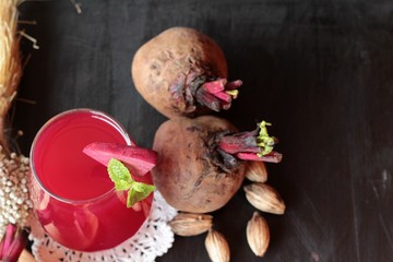 Fresh juicy beetroot and juice.