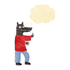 cartoon funny werewolf with thought bubble