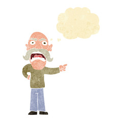 cartoon angry old man with thought bubble