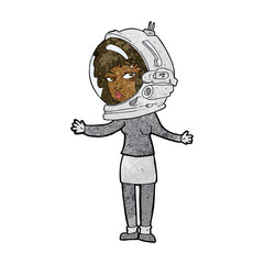 cartoon woman wearing astronaut helmet