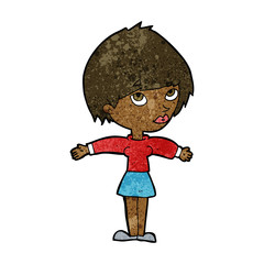 cartoon woman with open arms