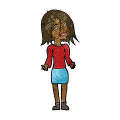 cartoon woman shrugging shoulders