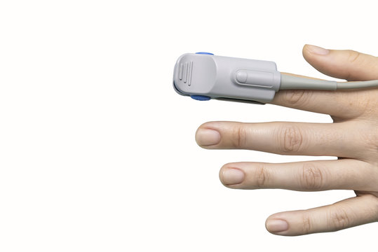 Pulse oxymeter on a hand finger