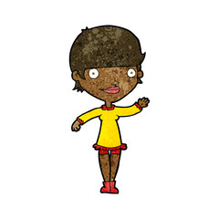 cartoon waving woman