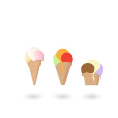 ice cream cone color vector illustration on radial blur background