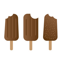 chocolate ice-cream dessert on wooden stick - vector illustration