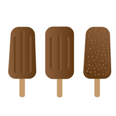 chocolate ice-cream dessert on wooden stick - vector illustration