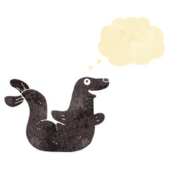 cartoon seal with thought bubble