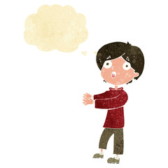 cartoon shocked boy with thought bubble