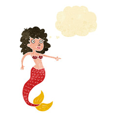 cartoon mermaid with thought bubble