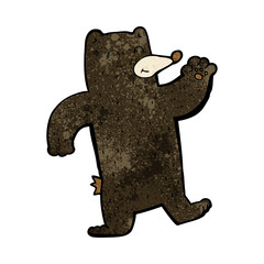 cartoon waving black bear