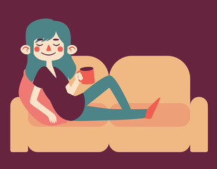 Cute Girl Relaxing on her Sofa