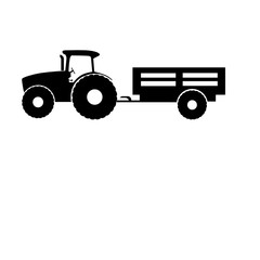 Tractor with trailer silhouette vector illustration isolated