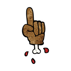cartoon pointing severed hand