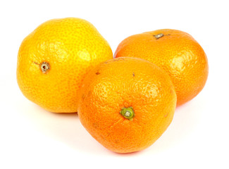 fresh tangerines on a white background