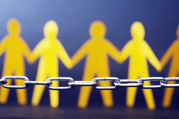 Refugee Concept. People Against Chain