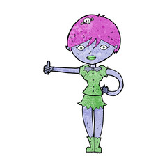 cartoon vampire girl giving thumbs up symbol