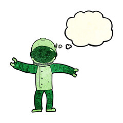 cartoon astronaut with thought bubble