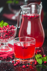 Fresh cranberry juice with mint