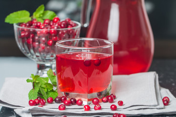 Fresh cranberry juice with mint
