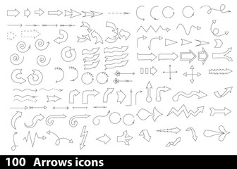 Fototapeta premium 100 hand-drawn arrows icons