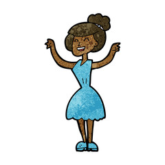 cartoon woman with raised arms