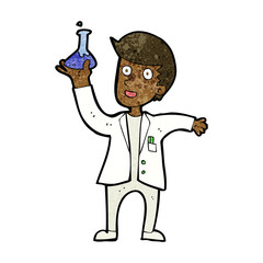 cartoon happy scientist