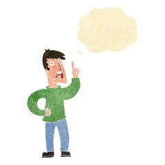 cartoon man with complaint with thought bubble