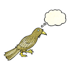cartoon crow with thought bubble