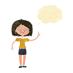 cartoon woman with idea with thought bubble