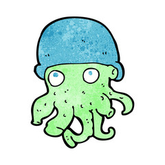 cartoon alien head wearing hat