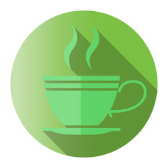 Green tea symbols and icons with long shadow.