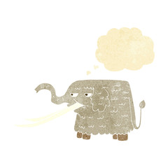 cartoon woolly mammoth with thought bubble