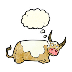 cartoon bull with thought bubble