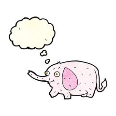 cartoon funny little elephant with thought bubble
