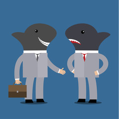 Concept of business shark - obrazy, fototapety, plakaty