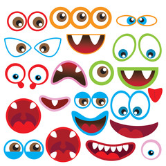 Monster eye and mouth vector illustration