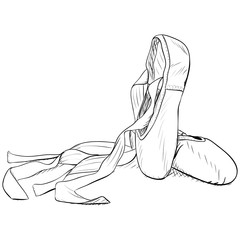 Hand-drawn style pointe shoes. EPS8 vector 