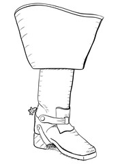 Old style boot with spurs. EPS8 vector