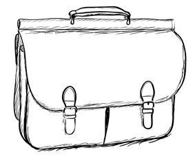 Leather briefcase on white background. EPS8 vector