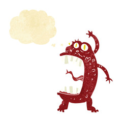 cartoon crazy monster with thought bubble